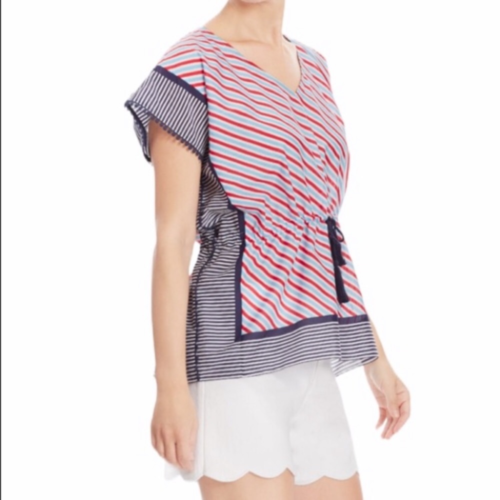 Draper James Marina Striped Lounge Top Large New